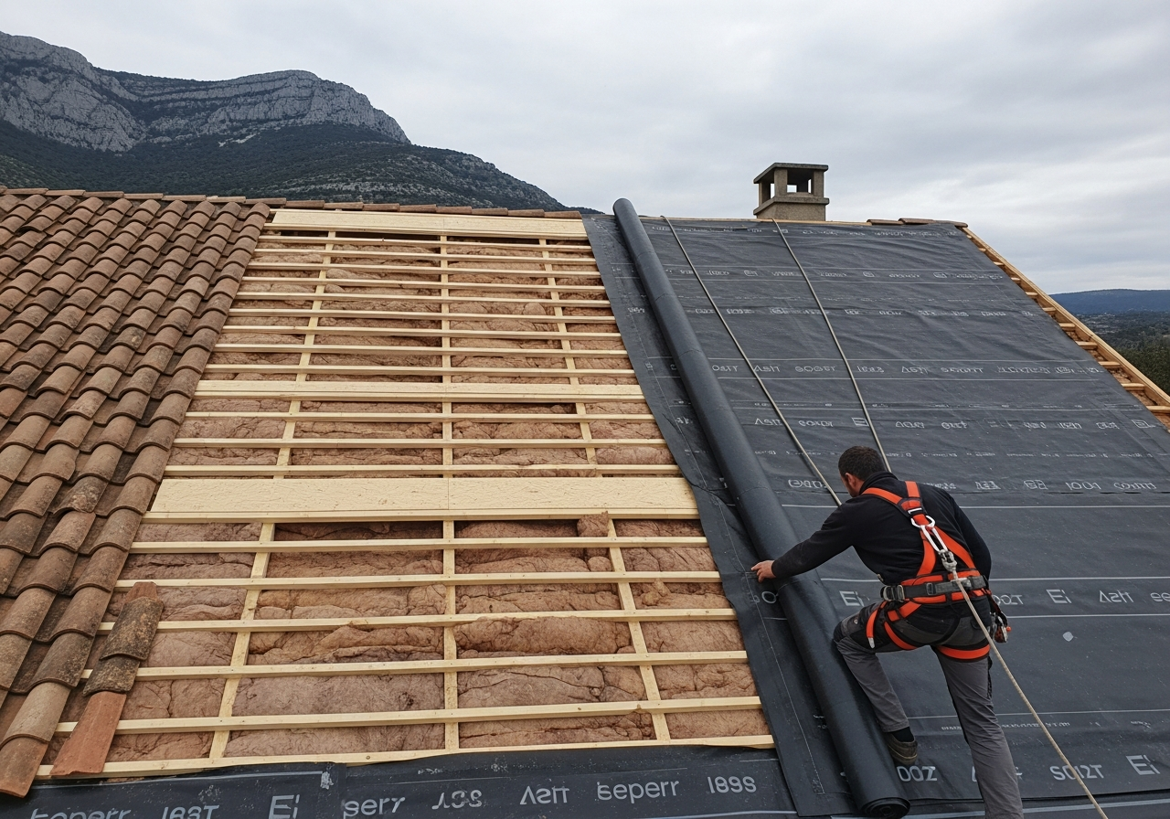 Isolation par l'extérieur de la toiture (Sarking) à Alès